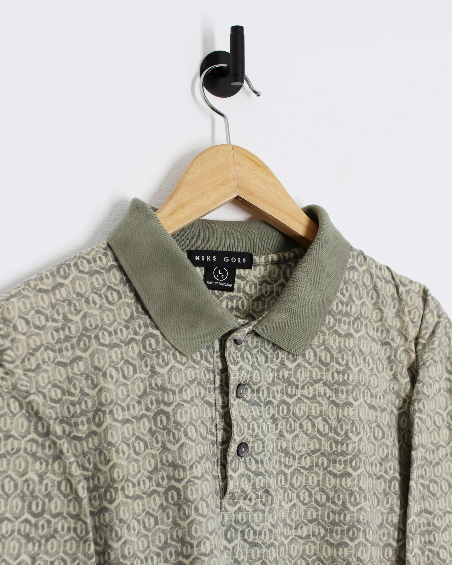 90s Nike Green Abstract Polo-Shirt (L)