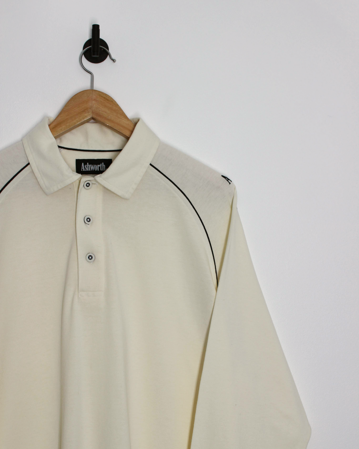 Ashworth Cream Long Sleeve Polo-Shirt (L)
