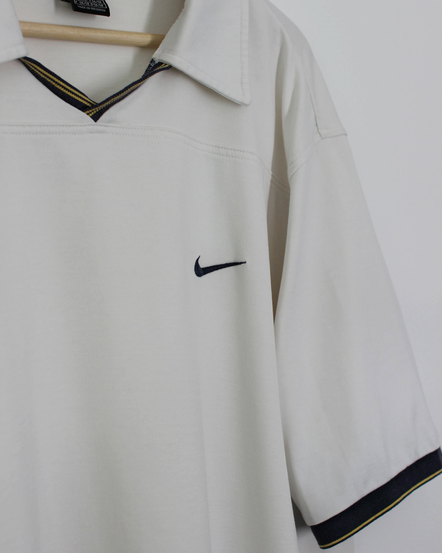 90s Nike Yin Yang White Polo-Shirt With Navy Trim (XL)