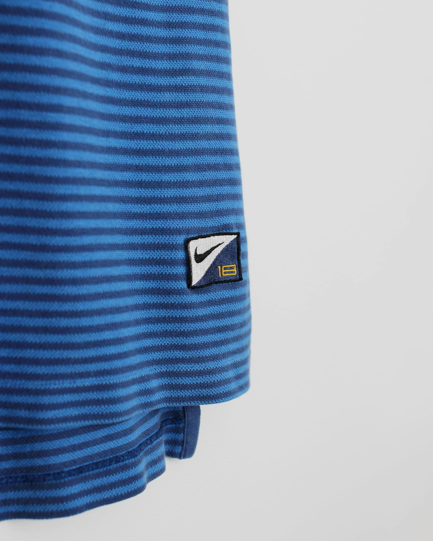 90s Nike Swoosh 18 Blue Striped Polo-Shirt (XL)