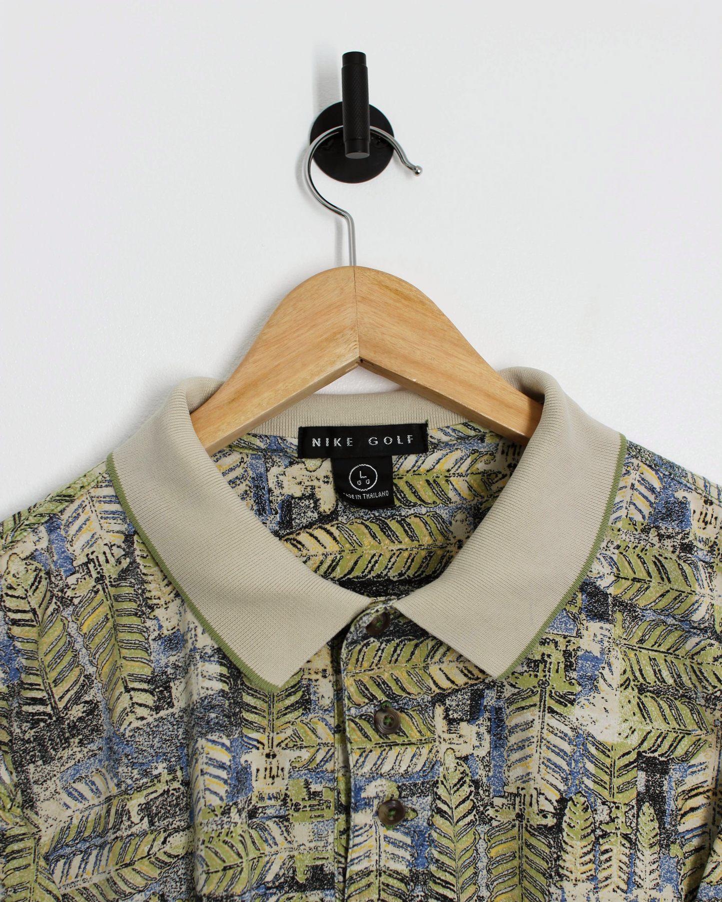90s Nike Abstract Palm Leaf Polo-Shirt (L)