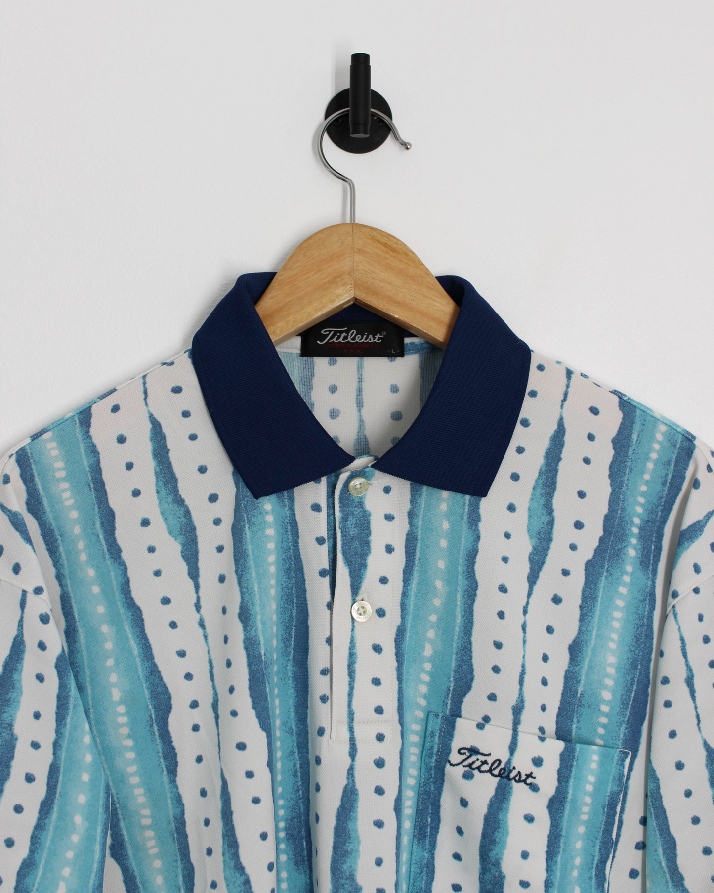 90s Titleist Blue/White Abstract Polo-Shirt (L)