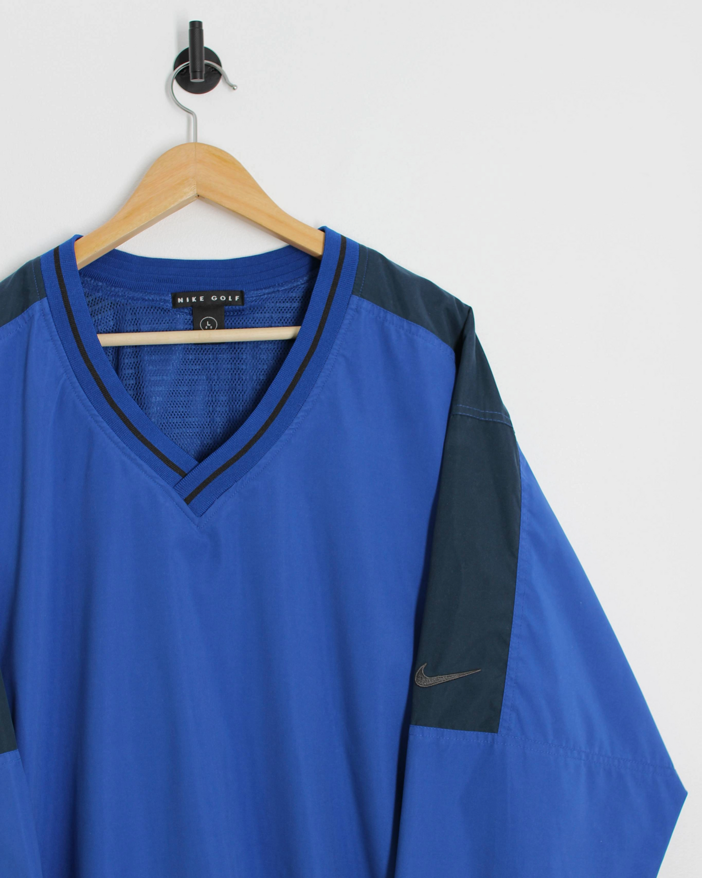 90s Nike Blue/Black V-Neck Windbreaker (L)