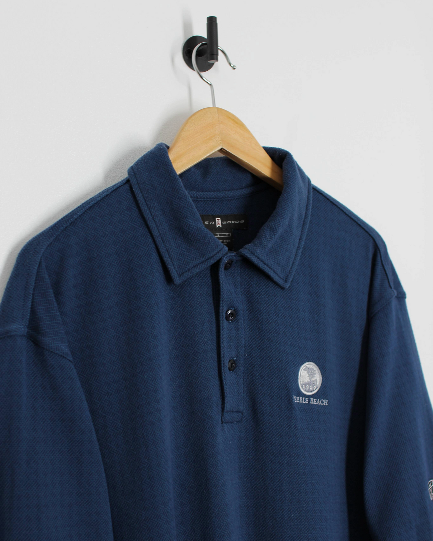 00s Nike Tiger Woods Pebble Beach Navy Polo-Shirt (L)