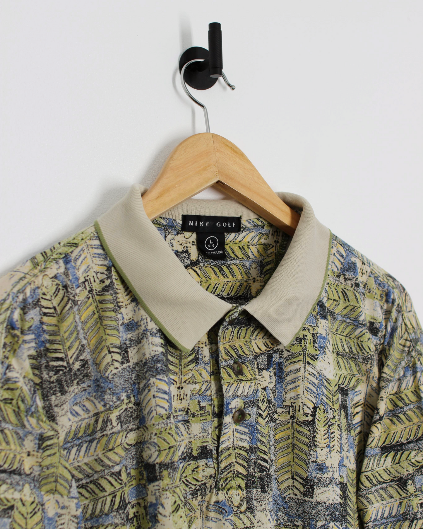 90s Nike Abstract Palm Leaf Polo-Shirt (L)