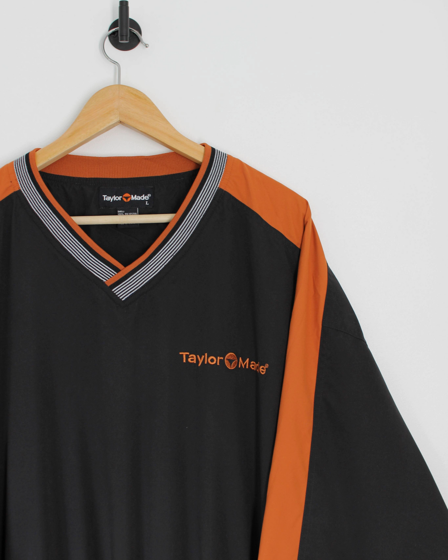90s TaylorMade Black/Orange V-Neck Windbreaker (L)