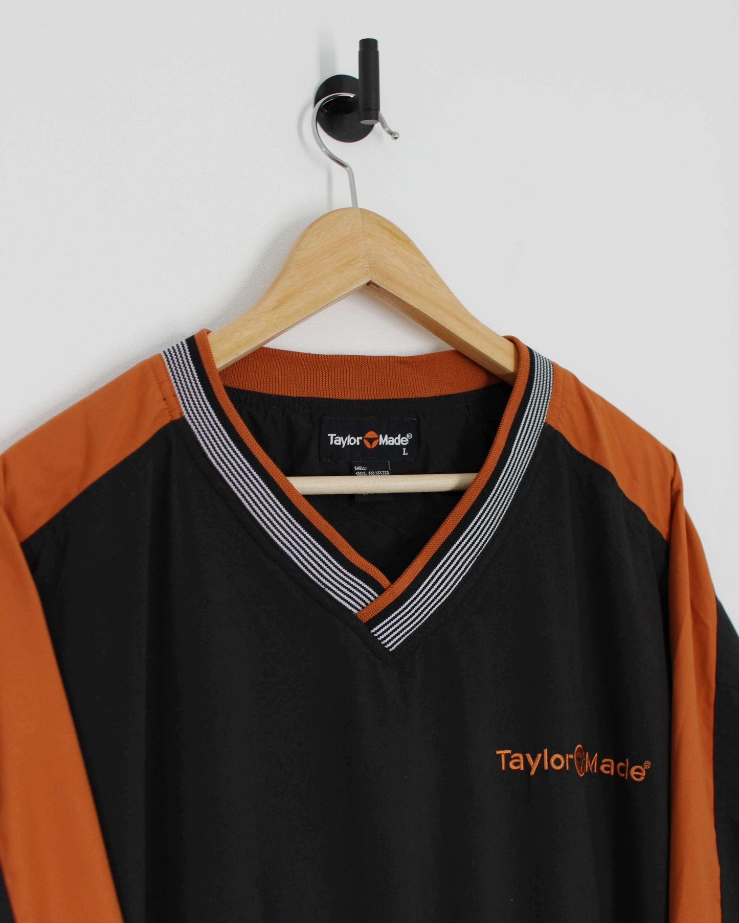 90s TaylorMade Black/Orange V-Neck Windbreaker (L)