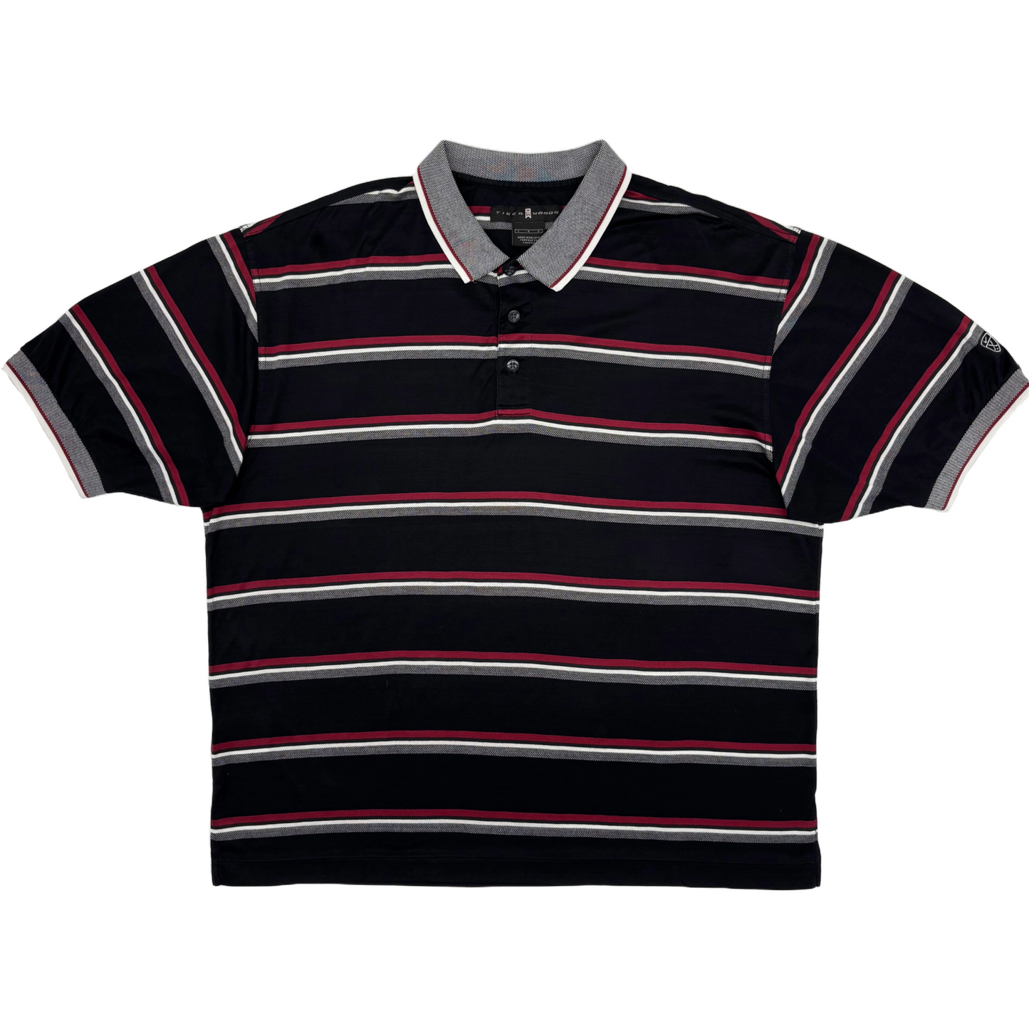 Nike Tiger Woods Red/Black/White Striped Polo-Shirt (L)