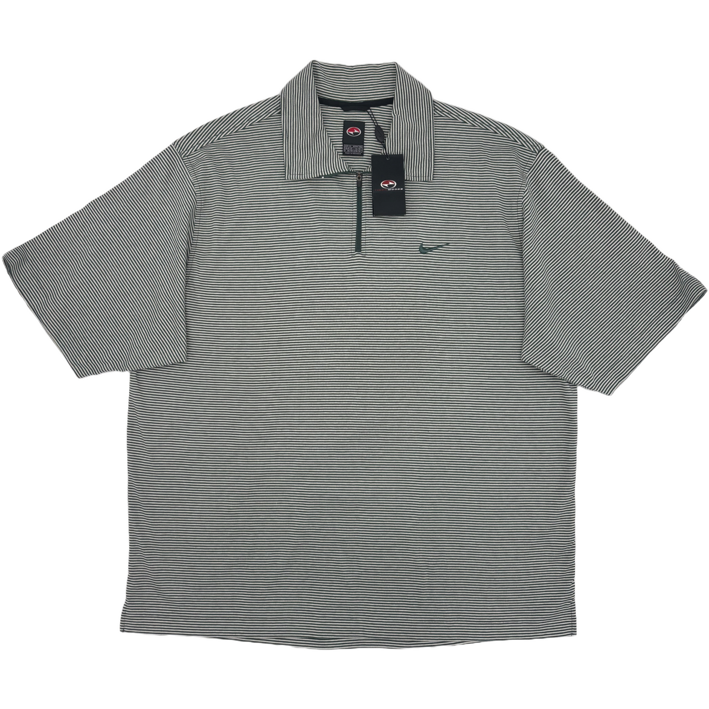 Nike Tiger Woods Yin Yang Green/White Striped Polo-Shirt with Tags (XL)