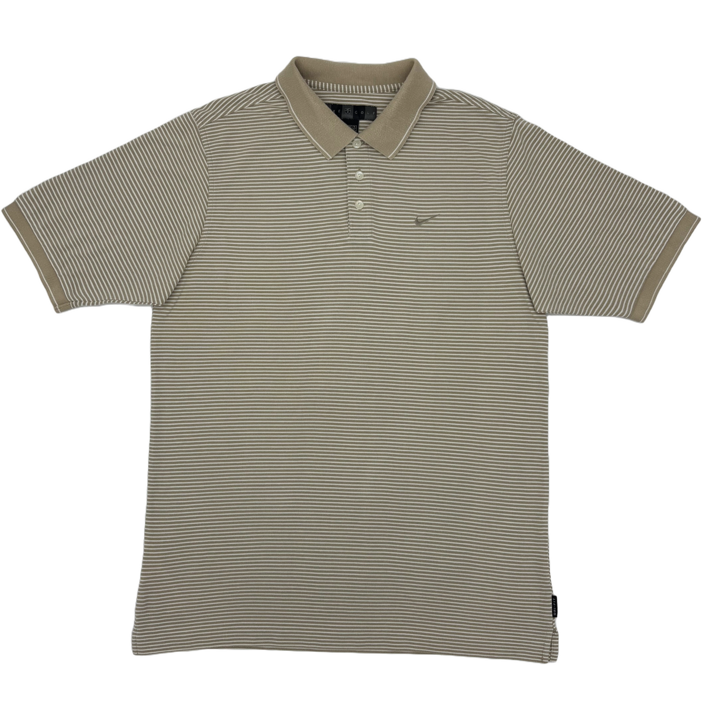 Nike Beige/White Striped Polo-Shirt (M)