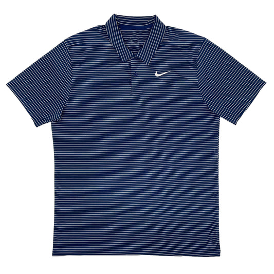 Nike Navy/White Striped Polo-Shirt (M)