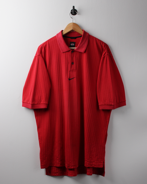 90s Nike Tiger Woods Yin Yang Red Centre Swoosh Polo (L)