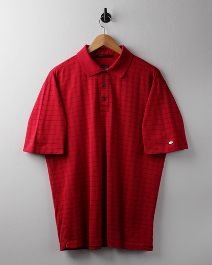 00s Nike Tiger Woods Collection Red Chequered Polo (M)