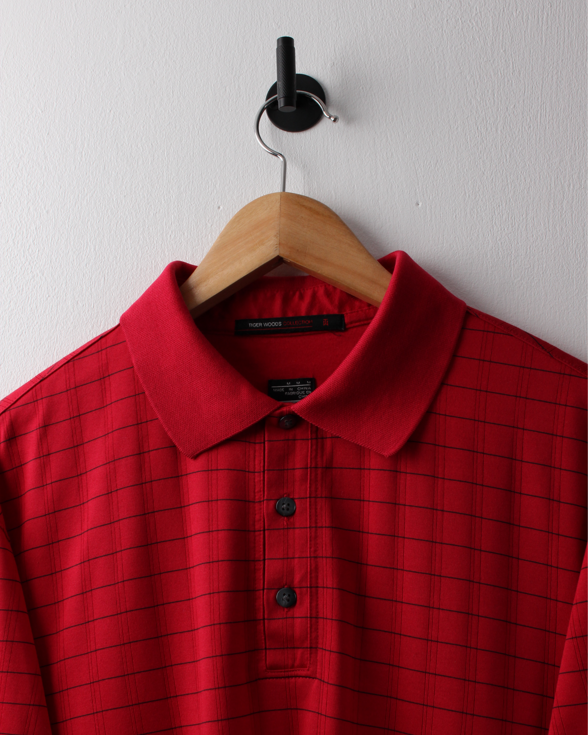 00s Nike Tiger Woods Collection Red Chequered Polo (M)