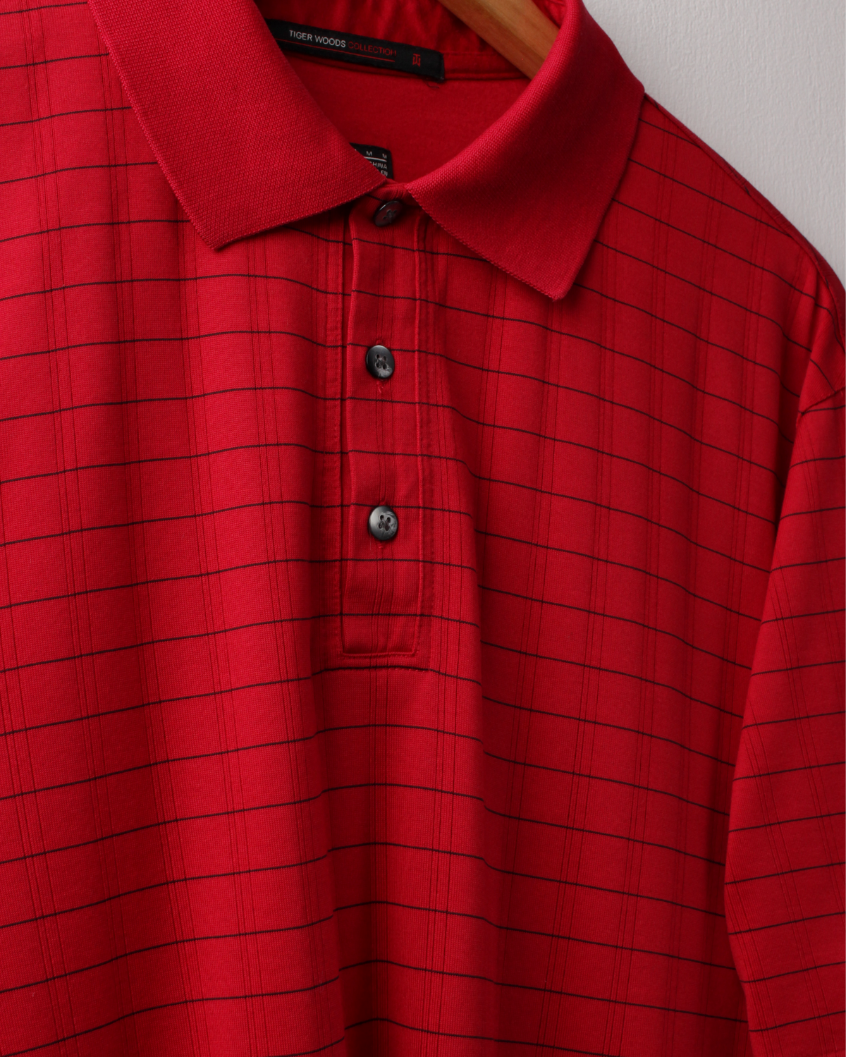 00s Nike Tiger Woods Collection Red Chequered Polo (M)