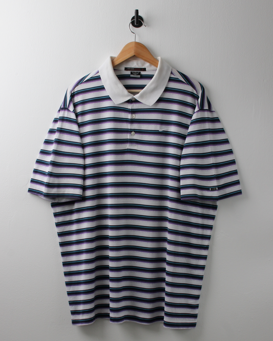 00s Nike Tiger Woods Collection Purple & Navy Striped Polo (XL)
