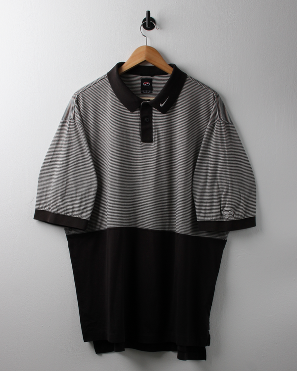 90s Nke Tiger Woods Yin Yang Black & Striped Polo (XL)