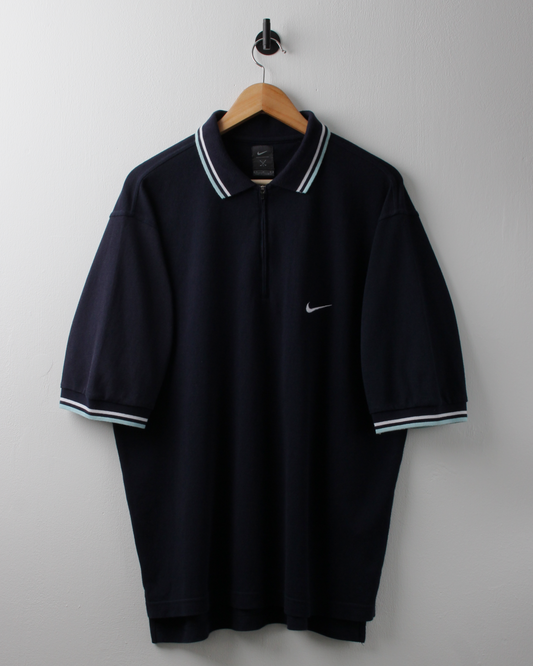 90s Nike Tiger Woods Yin Yang Navy Zipped Polo (L)