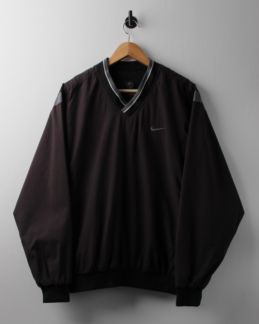 00s Nike Black & Grey V-Neck Windbreaker (M)