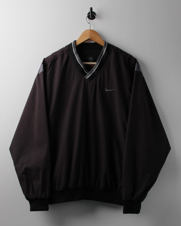 00s Nike Black & Grey V-Neck Windbreaker (M)