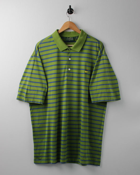 90s Masters Green & Blue Striped Polo (XL)