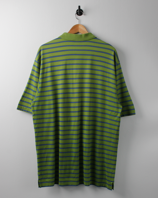 90s Masters Green & Blue Striped Polo (XL)