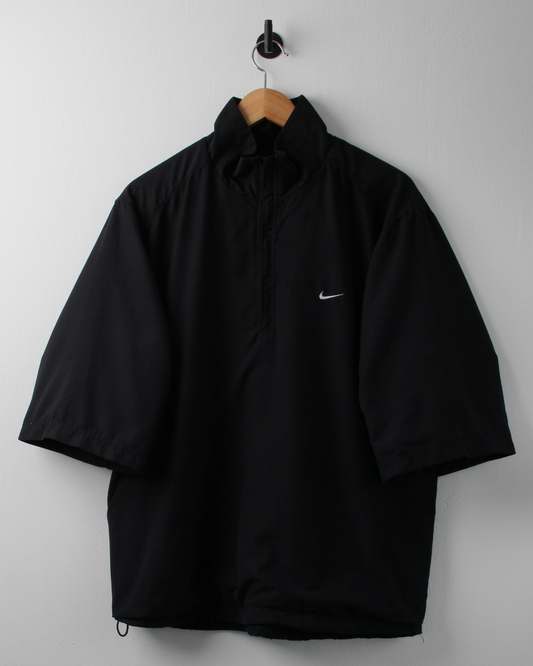 00s Nike Shield Logo Black Short Sleeve Windbreaker (L)