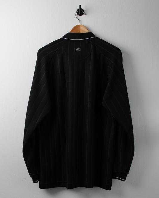 00s Adidas Golf Black Pinstripe Long Sleeve Polo (M)