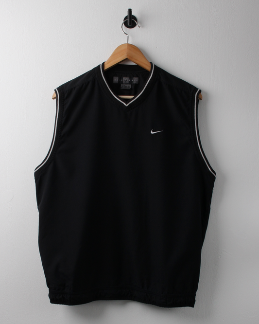 00s Nike Shield Logo Black Windbreaker Golf Vest (S)