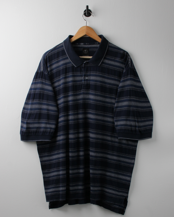 90s Nike Blue Striped Polo (XL)