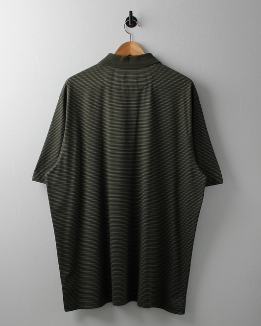 00s Nike Tiger Woods Collection Green & White Striped Polo (L)