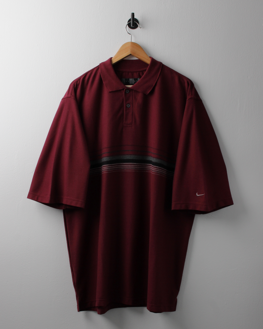 00s Nike Burgundy Striped Polo (XL)