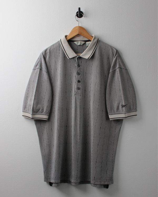90s Reebok Golf Geometric Cream & Black Polo (XL)