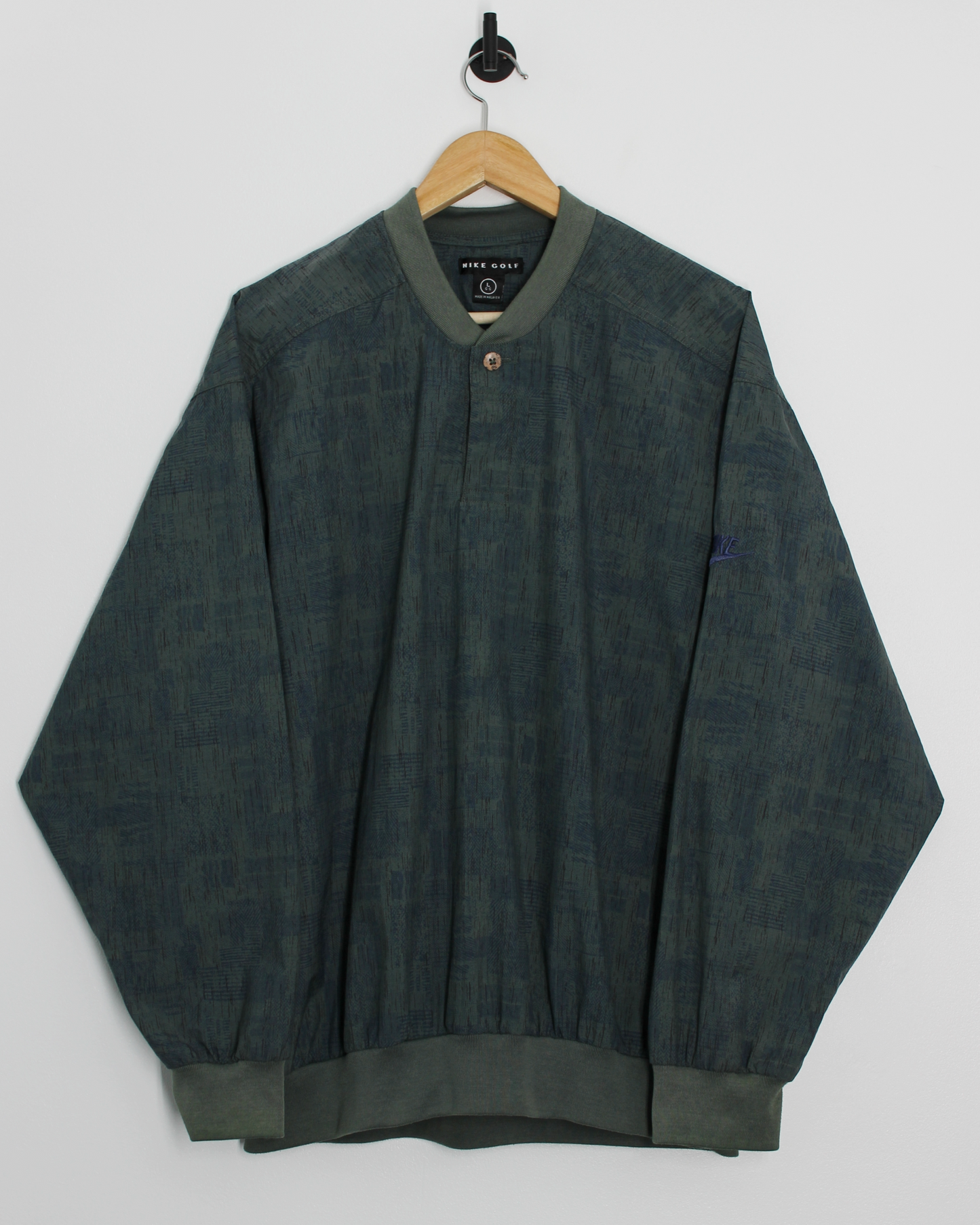 90s Nike Green Abstract Buttoned Windbreaker (L)