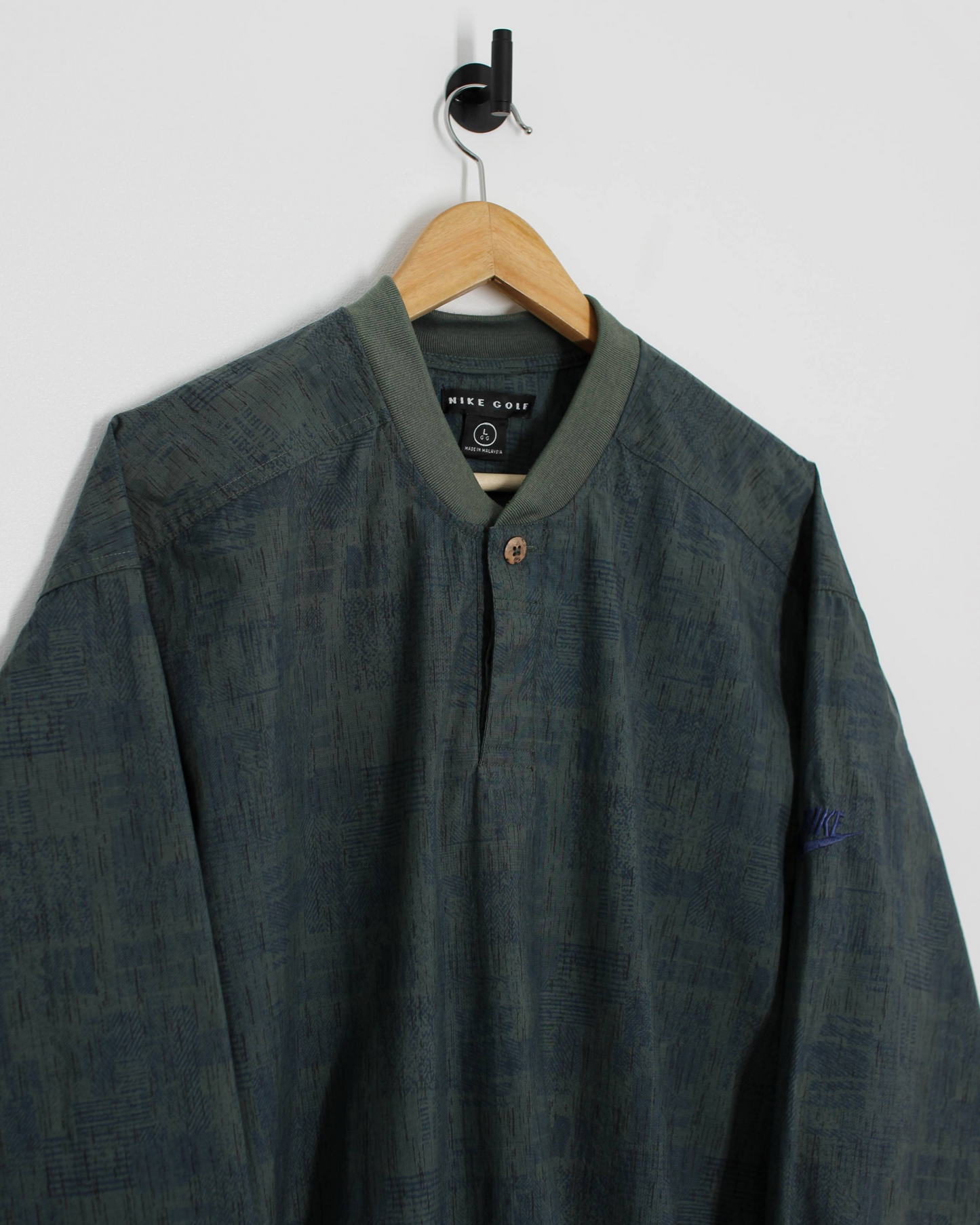 90s Nike Green Abstract Buttoned Windbreaker (L)