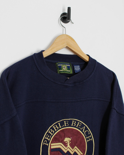 90s Pebble Beach Navy Graphic Sweatshirt (L)