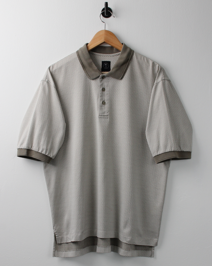 90s Nike Khaki & Grey Herringbone Pattern Polo (M)