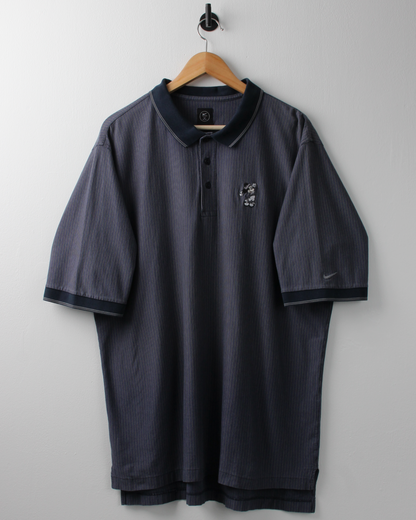 90s Nike Mickey Mouse Blue Pinstripe Polo (XL)