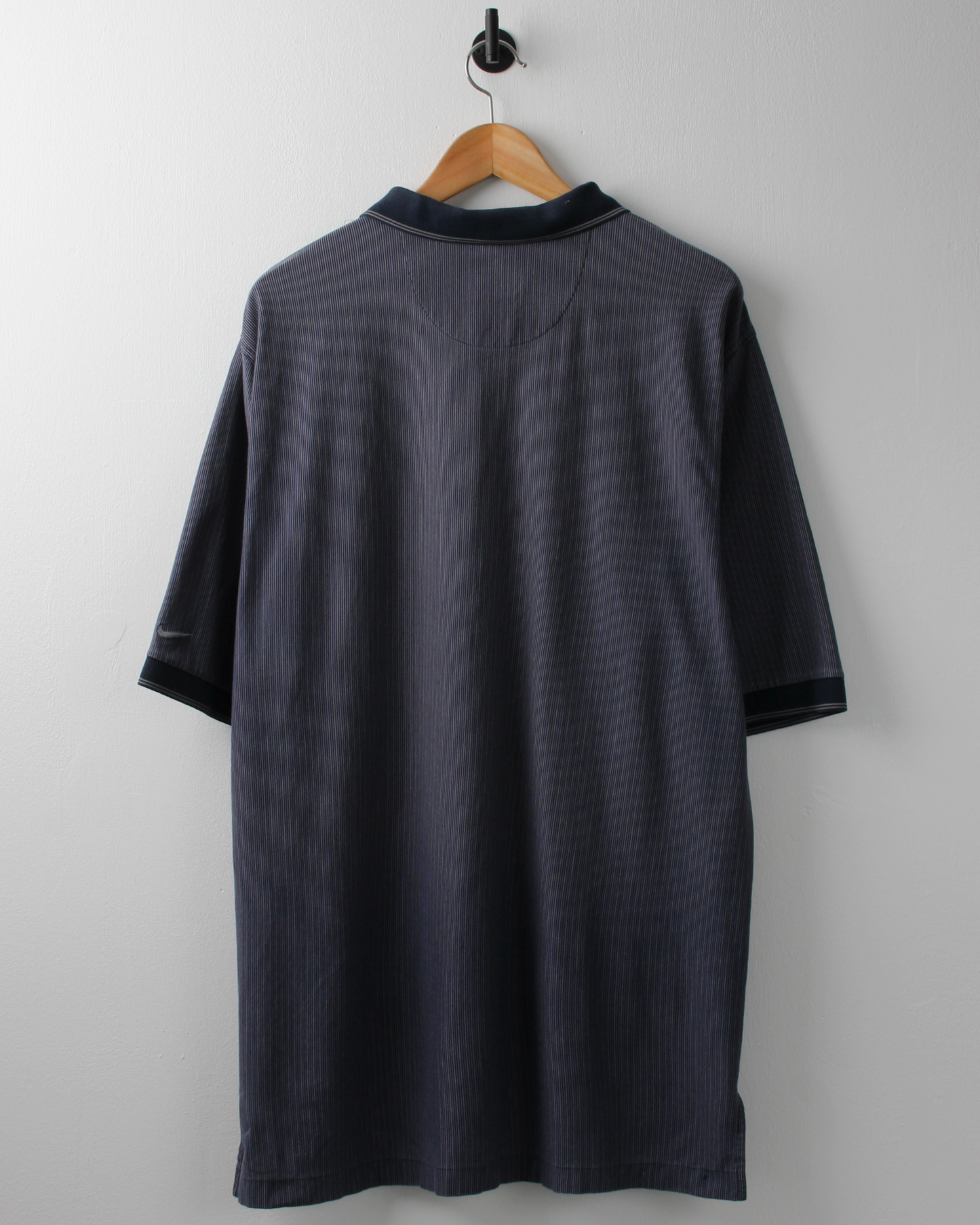 90s Nike Mickey Mouse Blue Pinstripe Polo (XL)
