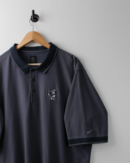 90s Nike Mickey Mouse Blue Pinstripe Polo (XL)