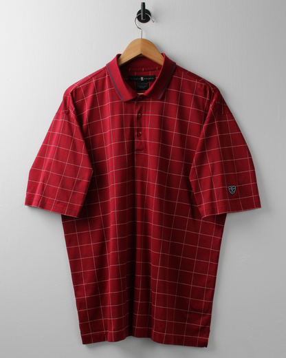 00s Nike Tiger Woods Red Chequered Polo (L)