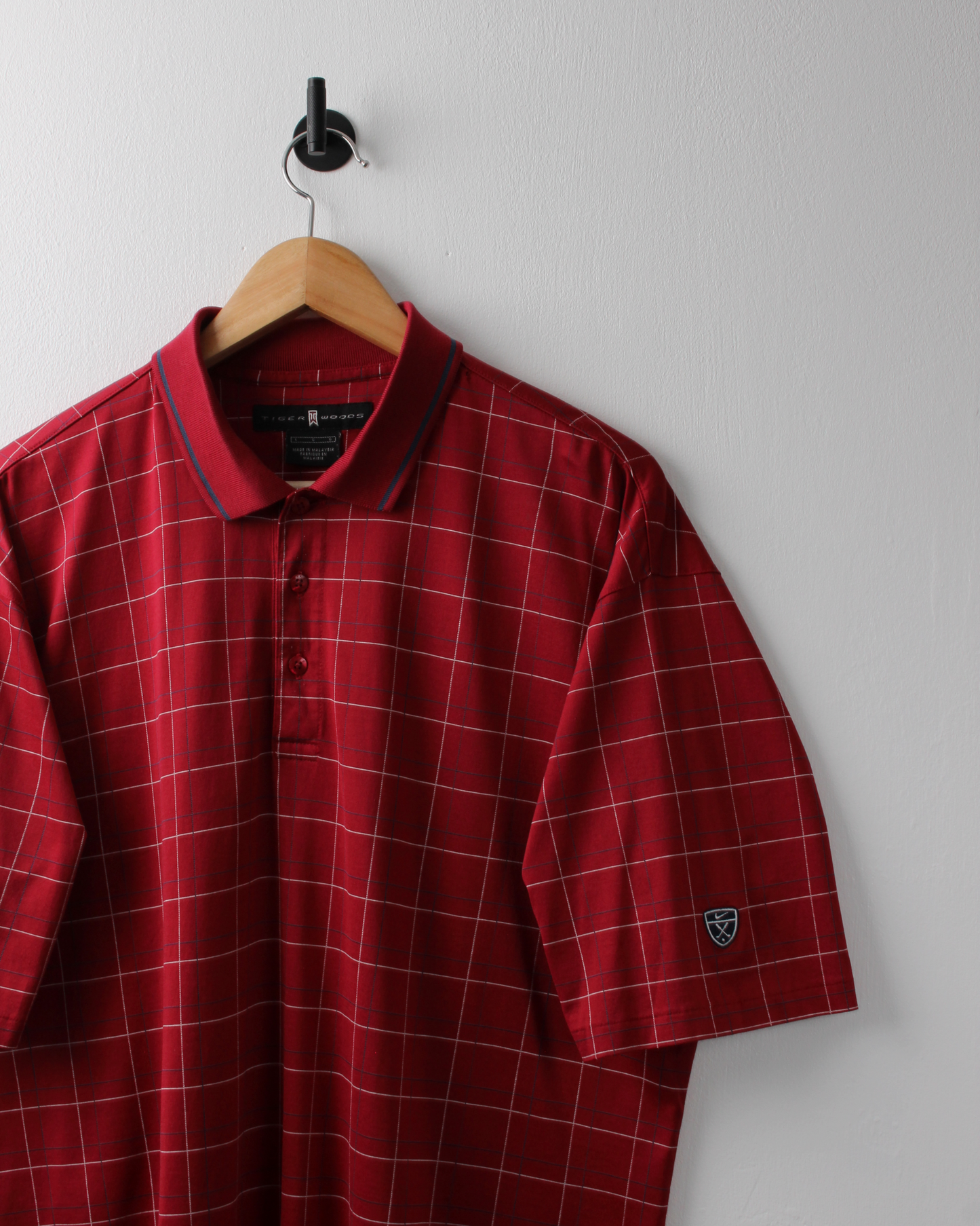 00s Nike Tiger Woods Red Chequered Polo (L)