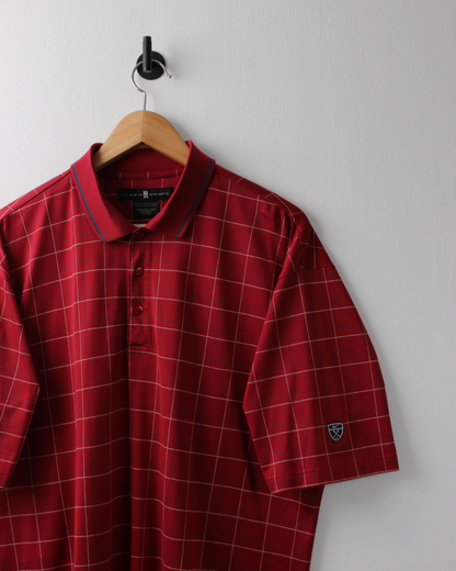 00s Nike Tiger Woods Red Chequered Polo (L)