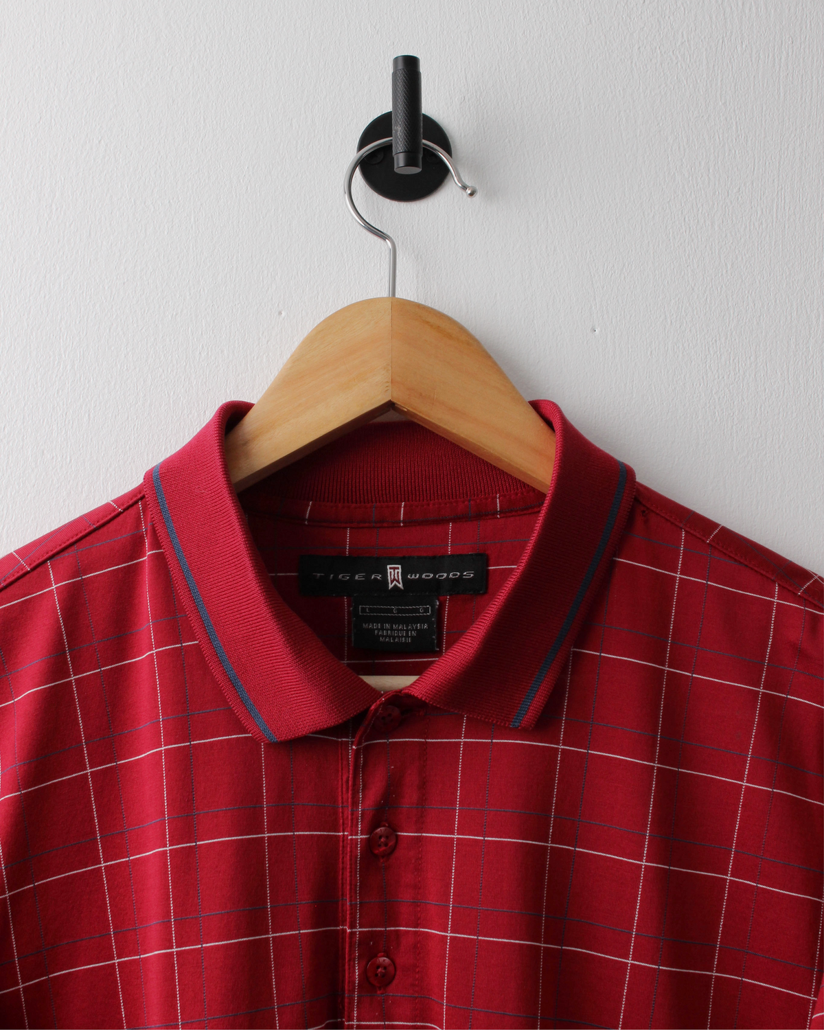 00s Nike Tiger Woods Red Chequered Polo (L)