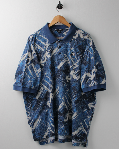 90s Nike Mickey Mouse Blue & White Abstract Polo (XL)