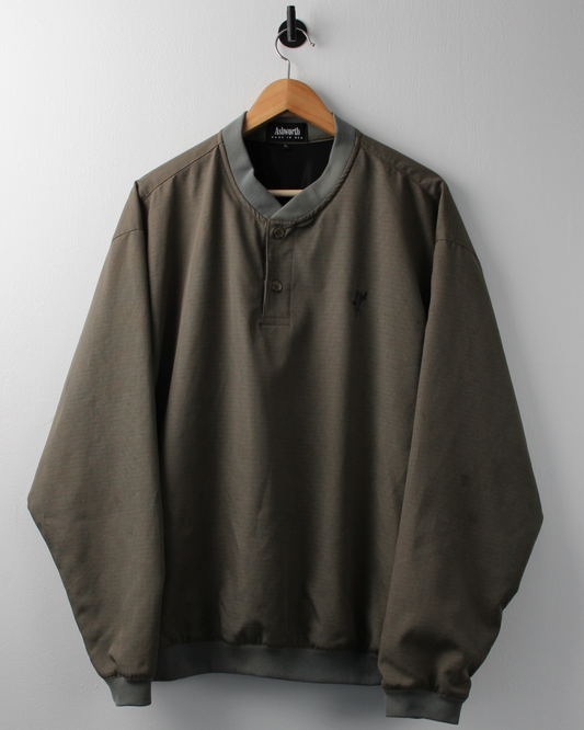 90s Ashworth Brown Micro Pattern Buttoned Windbreaker (L)