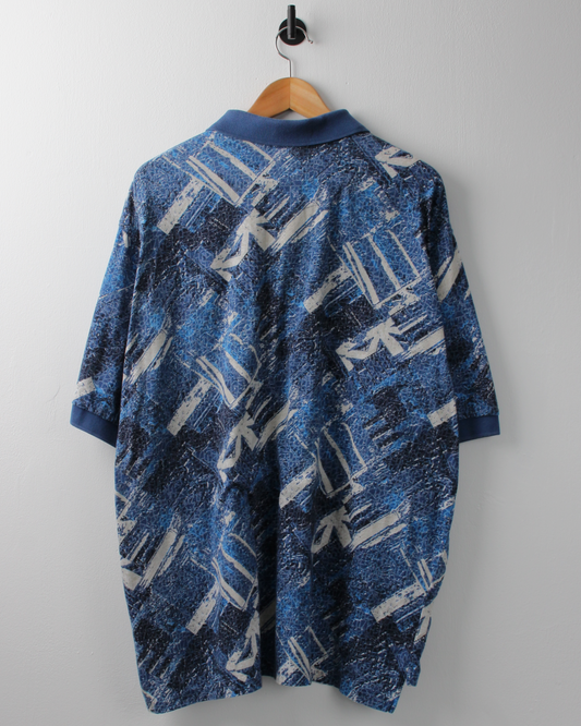 90s Nike Mickey Mouse Blue & White Abstract Polo (XL)