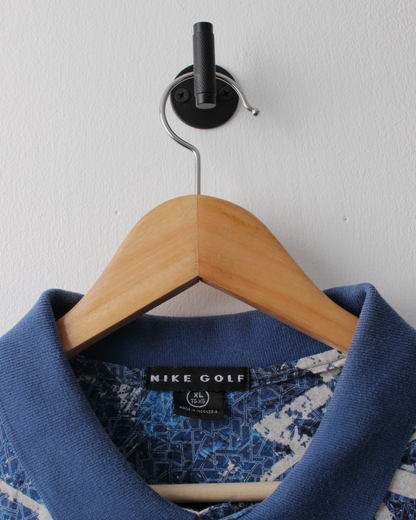 90s Nike Mickey Mouse Blue & White Abstract Polo (XL)