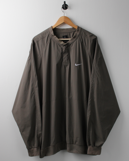 90s Nike Khaki Brown Quarter Snap Windbreaker (XXL)