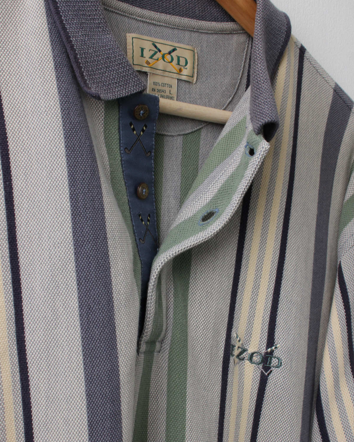 90s IZOD Vertical Striped Colour Polo (L)